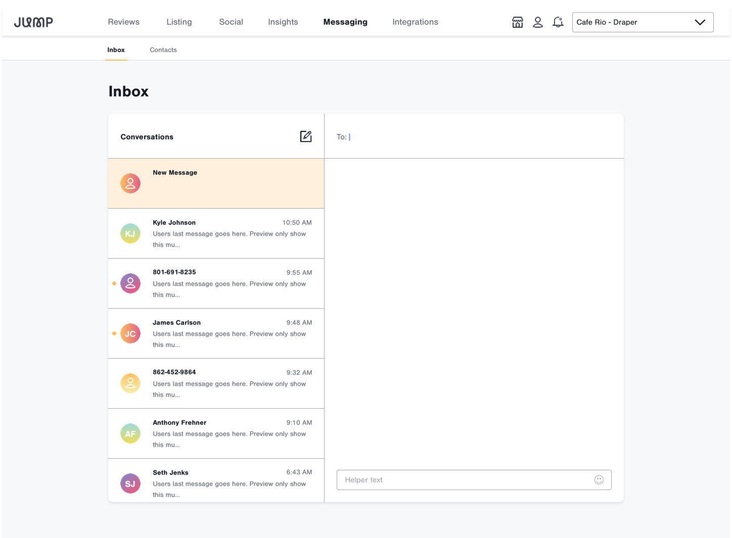 Messaging inbox — final design