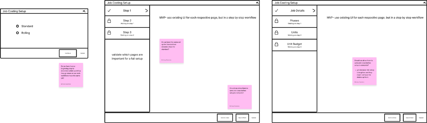 Four-step setup flow — final design
