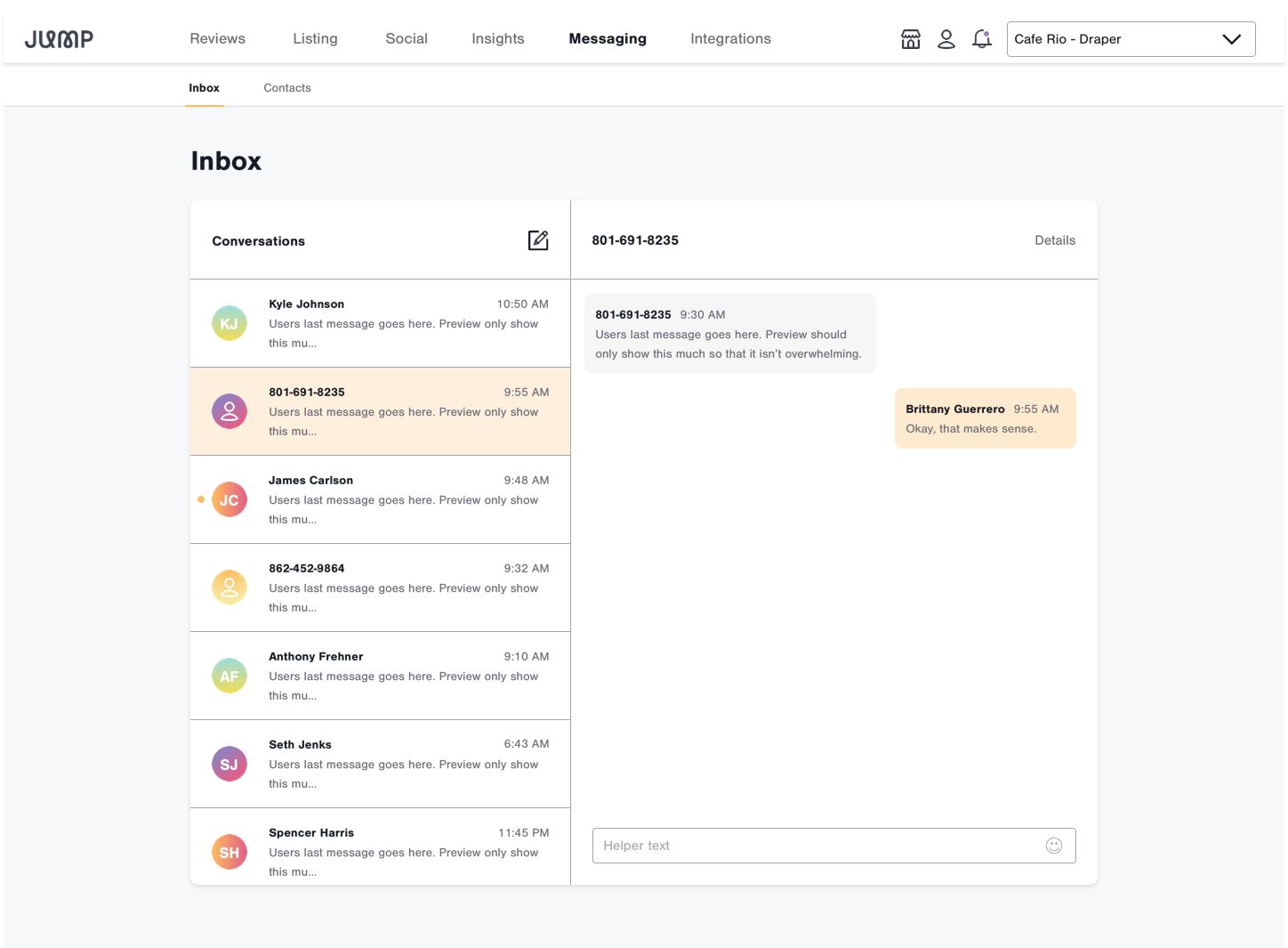 Send/receive SMS flow